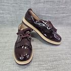 ZARA Womens Brown PATENT FINISH Shoes Lace up Loafers USA 7.5 EU 38