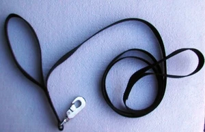 1" Wide Nylon Leash BLACK 6 feet Long WITH TRAFFIC LOOP Heavy Duty Swivel Snap - Picture 1 of 1