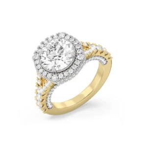 Damen Diamant Ring 14k Gelbgold Lab Grown Rundschliff 3 Karat IGI Zertifiziert - Bild 1 von 8