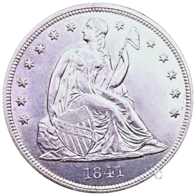 Dólar Liberty Seated 1841 $1 MS-60 detalles.  ¡ENVÍO BAJO!! Foto 1 de 4