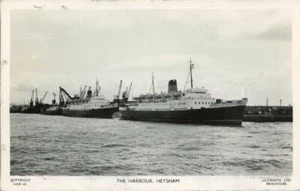 REAL PHOTO POSTCARD OF HEYSHAM HARBOUR (NEAR MORECAMBE), LANCASHIRE BY LILYWHITE - Picture 1 of 2