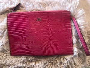 New Julien Macdonald ~ Pink Patent Snake Effect Wristlet Bag - Picture 1 of 6