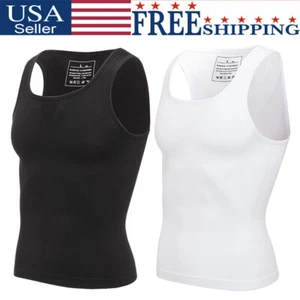 Mens Body Shaper Slimming Shirt Compression Vest Elastic Slim Shapewear Tank Top - Picture 1 of 54