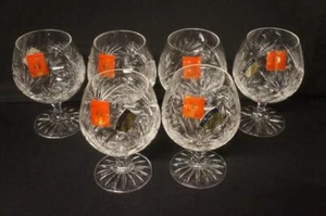 6 Zawiercie Poland Crystal Etched Pinwheel Brandy Glasses 5" Tall - Picture 1 of 1