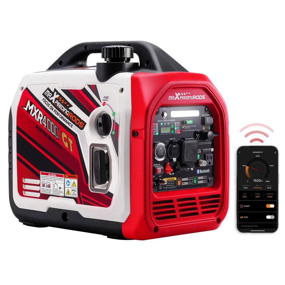 4000W Portable Super Quiet Dual Fuel Inverter Generator Bluetooth Start for Home - Image 1 of 4