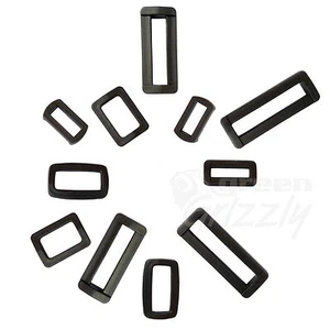 Black Rectangle Plastic Square Ring webbing loop buckles 21 24 29 40 50 mm - Picture 1 of 9