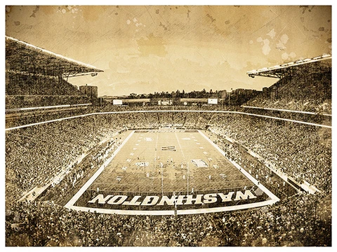 Washington Huskies Poster Print Sketch Wall Art Man Cave Decor 12x16" Cover