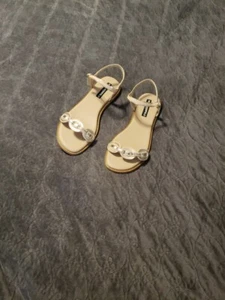 KARL LAGERFELD Women's Sandal Size:9  Nude/Gold Ankle Strap***NEW W/OUT BOX*** - Picture 1 of 8