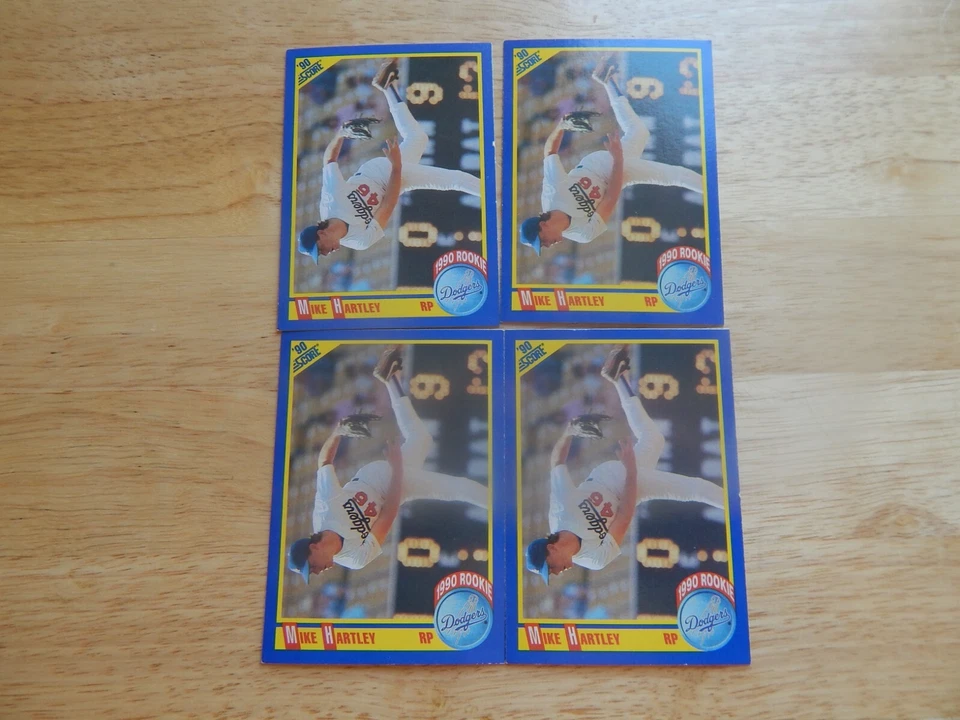 MIKE HARTLEY #641 - ROOKIE - LOT OF 4 - 1990 SCORE BASEBALL CARDS - Image 1 of 1