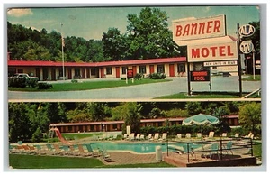 1964 Postcard Banner Motel Binghamton New York Double View Swimming Pool - Picture 1 of 2