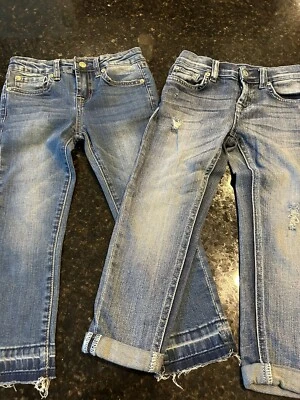 Pantalones de mezclilla ajustados para niñas 7 For All Mankind talla 6 lote de 2 Foto 1 de 4