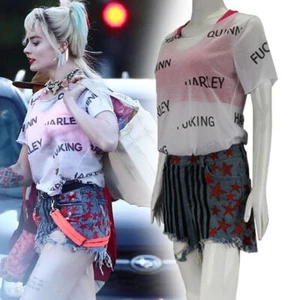 Birds of Prey Harley Quinn Outfit Vest+Shorts+T-Shirt Pants Suit Cosplay Costume - Picture 1 of 10