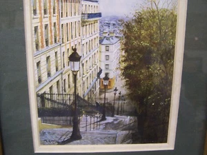 CITYSCAPE PRINT 8 BY 10 - BEAUTIFUL GOLD TONE FRAMED AND MATTED - EXCELLENT - Picture 1 of 3