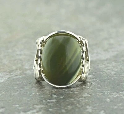 Sterling Silver Imperial Jasper Cabochon Wire Wrapped Ring  - Image 1 of 4
