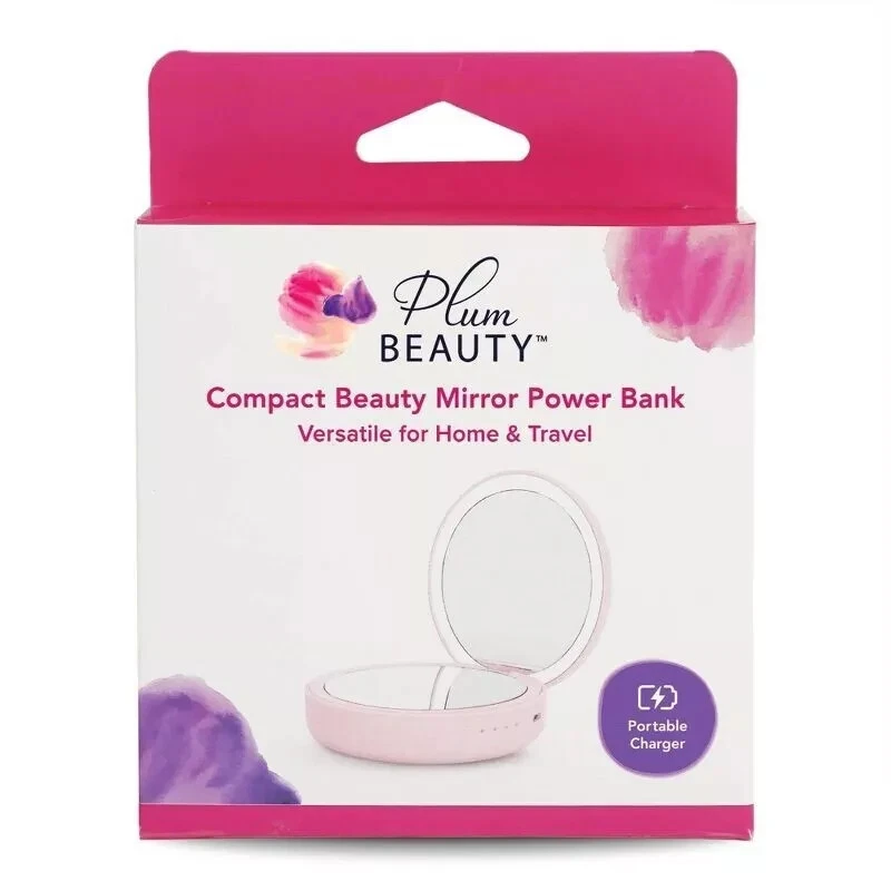 PLUM BEAUTY Compact Beauty Led Specchio Telefono Power Bank Caricatore Usb Casa Viaggio - Immagine 1 di 1