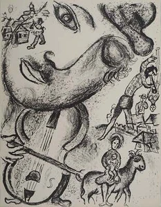 Marc CHAGALL : Cirque, Le violoniste et la maternité, Lithographie originale - Picture 1 of 6