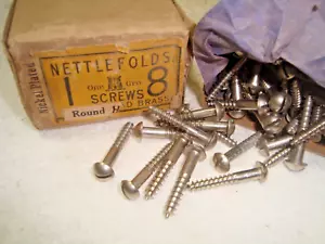 Solid Brass ROUND Head Slotted Wood Screws Nickel Plated 1" x 8g Box of 144 - Picture 1 of 6