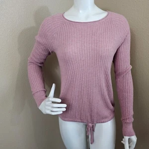 LILLA P Lavender Waffle Knit Tie Hem Cotton/Modal Top Sweater~Size S - Picture 1 of 8