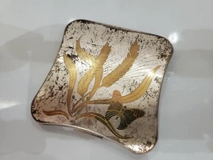 COMPACT, "ELGIN", VINTAGE, GOLD TONE FLOWER, LEAVES & BUTTERFLY, 3 1/2" / 13/1 - Picture 1 of 6