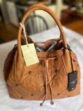 NEW WOMEN'S BAG - CAVALCANTI ITALY -Y363 TAN LEATHER WITH DRAW STRING