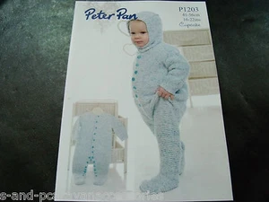 Peter Pan Cupcake Pattern P1203 Sleepsuit and Balaclava - Picture 1 of 1
