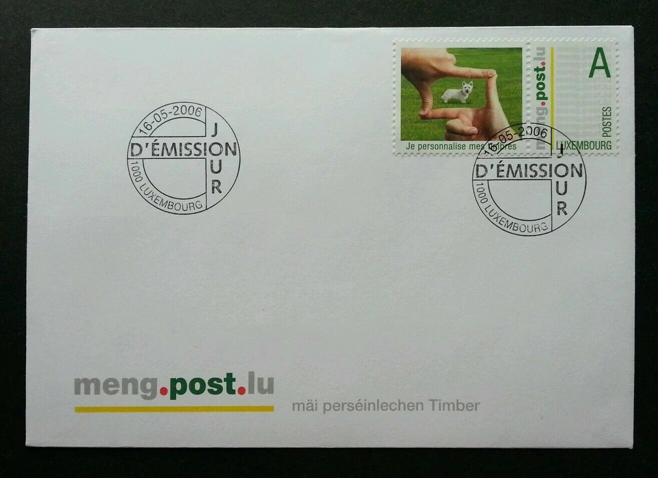 [SJ] Luxembourg Personalised stamps 2006 Dog Pet Hand (stamp FDC) - Image 1 of 4