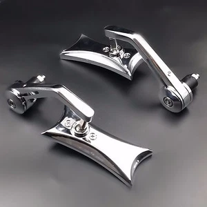 Chrome 7/8" Handlebar Barend MIRRORS For Cruiser Cafe Racer Bobber Old School - Picture 1 of 5