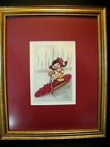 Print of Native Island Girl in a Canoe, Archival Framed, Tiki Room Decor - Picture 1 of 3