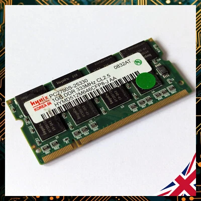 Hynix 1GB DDR1 333MHz PC-2700 HYMD512M646CFP8-J 200Pin SODIMM Laptop Memory RAM - Image 1 of 3