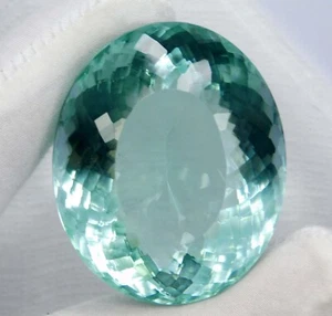 Zertifiziert 318 kt + natürlicher blauer Aquamarin oval AAA + Brasilien seltener Edelstein AA-12 - Bild 1 von 6