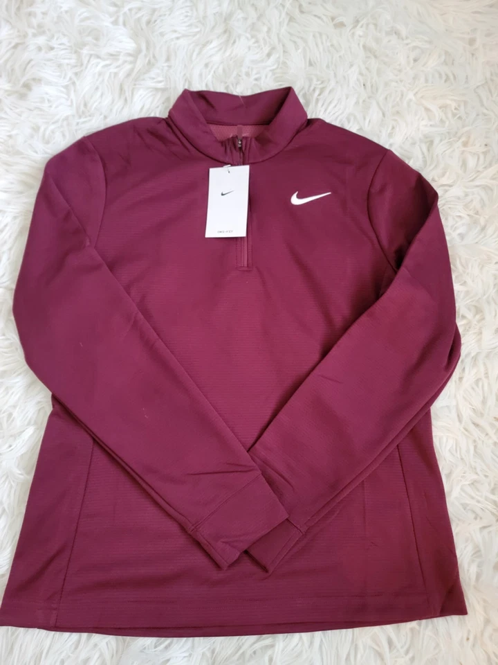 Nike Womens Dri-fit Victory 1/4 Zip Running Top Size Small Blue Red DJ8521 495
