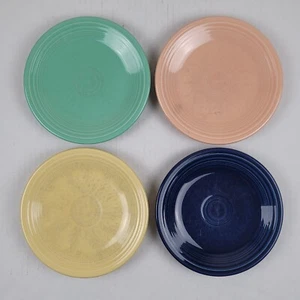 Vintage Fiestaware Salatteller 4er Set Aprikose Gelb Kobalt Blau Türkis - Bild 1 von 11