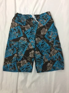 MOSSIMO SUPPLY CO COSTUME DA BAGNO RAGAZZO RAGAZZO GRANDE MARRONE BLU STAMPA FLOREALE - Foto 1 di 6