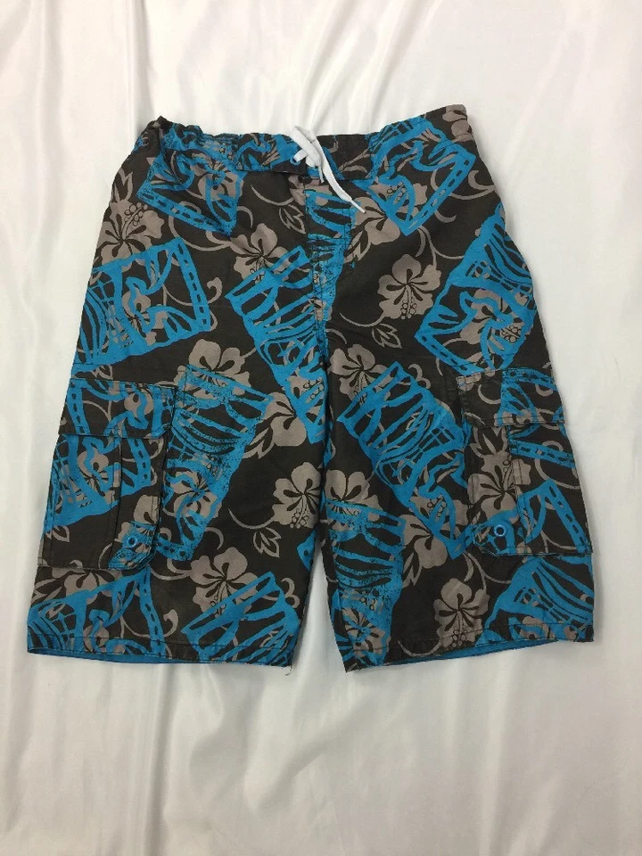 MOSSIMO SUPPLY CO BAÑADOR JOVEN NIÑO GRANDE MARRÓN AZUL ESTAMPADO FLORAL Foto 1 de 4