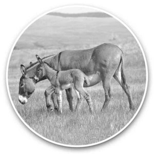 2 x Vinyl Stickers 10cm (bw) - Mother Baby Donkey Foal #36513 - Photo 1/8