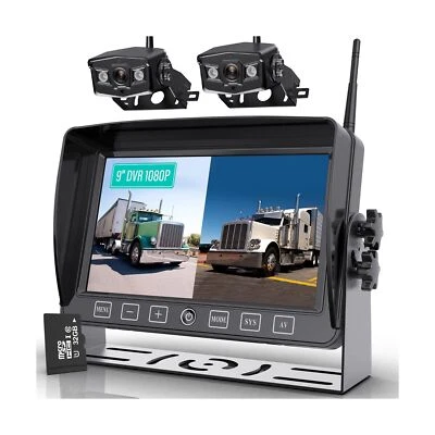 Nuoenx Wireless Backup Camera, 9 Inch HD 1080P Loop Recording Monitor with 2 ... - Image 1 of 4