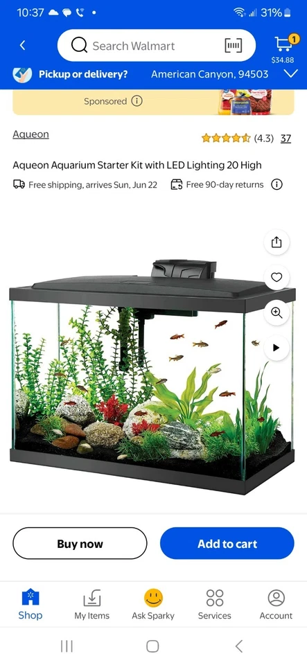 Aqueon LED 20 Gallon Fish Tank Aquarium LED Kit Set w Heater, LED, Filter & Tank - Image 1 of 1