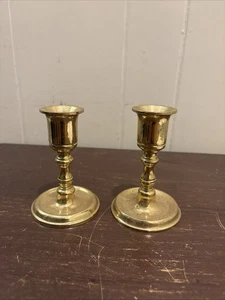 2 Vtg Baldwin Brass Candle Stick Holders, 4" - Picture 1 of 3