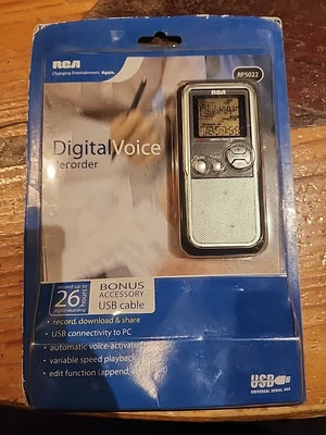 RCA RP5022 Digital Voice Recorder Dictaphone 64MB Silver 26hrs NEW - Image 1 of 3