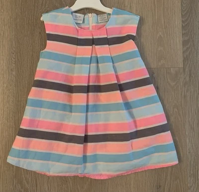Koala Kids Girl's Size 12-18  Months Blue & Pink Striped Sleeveless Lined Dress - Image 1 of 4