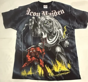 Hanes Heavy Iron Maiden The Number of The Beast All Over Print L T-Shirt ~ NEW - Picture 1 of 9