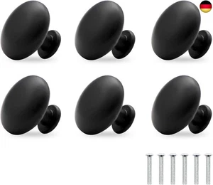 Runde Schrankgriffe, 6 Stück Matt-Schwarz Schubladenknopf, Moebelknauf, - Bild 1 von 7