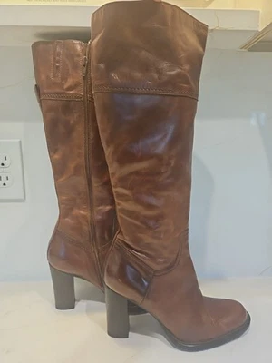 Botas de cuero Diba para mujer Boho marrón tostado talla 7M 3" puntada en el tacón EU 37 Foto 1 de 4