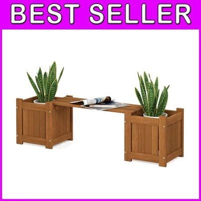 Outdoor Planter Bench with Teak-Oil Finish - Image 1 of 4