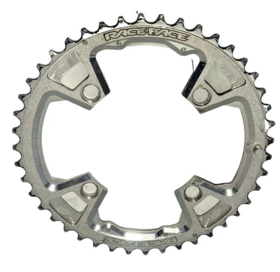 Mountain Bike Chainring (RaceFace) 44T 4 Bolt 9 Speed 104mm BCD Silver - Used - Image 1 of 3