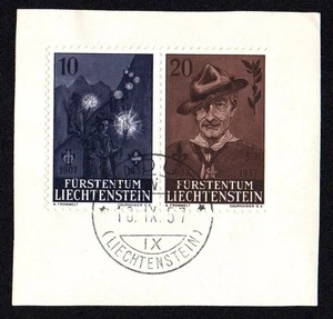 W1049 LIECHTENSTEIN 1957 The 50th Anniversary of scouting on piece first day - Picture 1 of 1