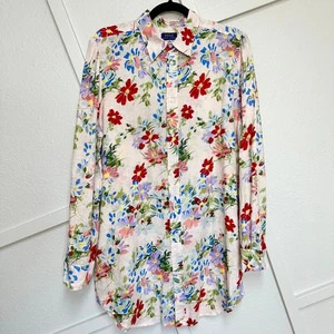 Polo Ralph Lauren geblümtes Leinen Hemd Tunika Knopfleiste Kragen Bluse  - Bild 1 von 9