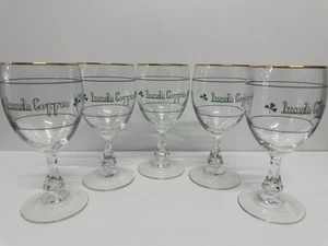 Vintage Set of 5 Irish Coffee w/Shamrocks 6" Glass Gold Rim Glasses - Picture 1 of 6