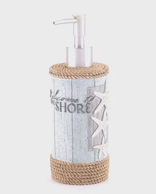 Dispensador de loción de jabón estrellas de mar resina acuática para baño/cocina, bienvenido a la costa Foto 1 de 4