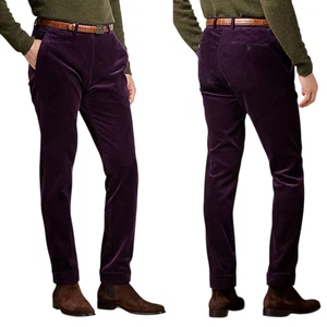 NWOT RALPH LAUREN Purple Label Men Eaton Trousers 28 Purple Corduroy Slim Fit - Picture 1 of 10